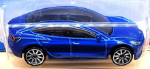 Load image into Gallery viewer, Hot Wheels 2020 Tesla Model 3 Deep Blue #112 Factory Fresh 9/10 New Long Card
