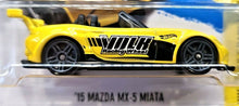 Load image into Gallery viewer, Hot Wheels 2017 &#39;15 Mazda MX-5 Miata Yellow #80 HW Speed Graphics New 9/10 New
