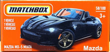 Load image into Gallery viewer, Matchbox 2021 Mazda MX-5 Miata Black MBX Showroom #58/100 New Sealed Box
