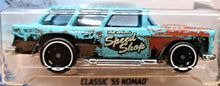 Load image into Gallery viewer, Hot Wheels 2019 Classic &#39;55 Nomad Turquoise #183 Rod Squad 5/10 New Long Card
