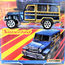 Load image into Gallery viewer, Matchbox 2020 1962 Willys Jeep Wagon Blue #13 Superfast New
