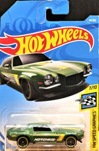 Load image into Gallery viewer, Hot Wheels 2018 &#39;70 Camaro Green #28 HW Speed Graphics 7/10 New Long Card
