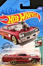 Load image into Gallery viewer, Hot Wheels 2020 &#39;64 Chevy Impala Red #58 Tooned 9/10 New Long Card
