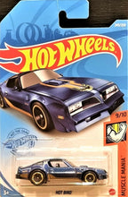 Load image into Gallery viewer, Hot Wheels 2021 Hot Bird Blue #249 Muscle Mania 9/10 New Long Card
