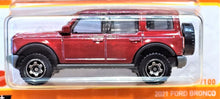 Load image into Gallery viewer, Matchbox 2021 Ford Bronco Maroon MBX Off-Road #21/100 New Long Card
