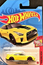 Load image into Gallery viewer, Hot Wheels 2021 &#39;17 Nissan GT-R R35 Yellow #79 Then &amp; Now 2/10 New Long Card
