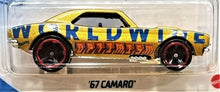 Load image into Gallery viewer, Hot Wheels 2021 &#39;67 Camaro Gold #110 HW Dream Garage 4/5 New Long Card
