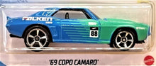 Load image into Gallery viewer, Hot Wheels 2021 &#39;69 Copo Camaro Blue #170 HW Speed Graphics 6/10 New Long Card
