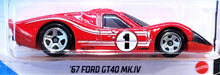 Load image into Gallery viewer, Hot Wheels 2021 &#39;67 Ford GT40 MK.IV Red #106 HW Race Day 8/10 New Long Card
