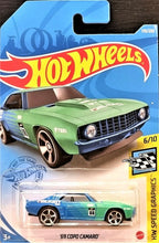 Load image into Gallery viewer, Hot Wheels 2021 &#39;69 Copo Camaro Blue #170 HW Speed Graphics 6/10 New Long Card
