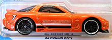 Load image into Gallery viewer, Hot Wheels 2020 &#39;95 Mazda RX-7 Orange #43 HW Turbo 4/5 New Long Card
