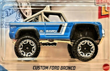 Load image into Gallery viewer, Hot Wheels 2021 Custom Ford Bronco Blue #163 Then &amp; Now 6/10 New Long Card
