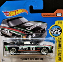 Load image into Gallery viewer, Hot Wheels 2017 &#39;73 BMW 3.0 CSL Race Car Black #57 HW Speed Graphics 4/10 New

