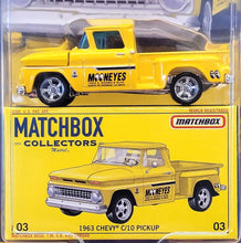 Load image into Gallery viewer, Matchbox 2021 1963 Chevy C/10 Pickup Yellow Matchbox Collectors Series 3/20 New
