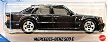 Load image into Gallery viewer, Hot Wheels 2021 Mercedes-Benz 500 E Black #145 Factory Fresh 8/10 New Long Card
