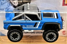 Load image into Gallery viewer, Hot Wheels 2021 Custom Ford Bronco Blue #163 Then &amp; Now 6/10 New Long Card
