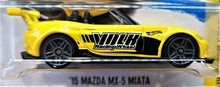 Load image into Gallery viewer, Hot Wheels 2017 &#39;15 Mazda MX-5 Miata Yellow #80 HW Speed Graphics New 9/10 New
