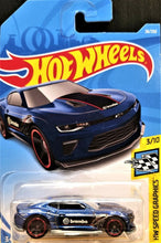 Load image into Gallery viewer, Hot Wheels 2019 &#39;18 Camaro SS Dark Blue #26 HW Speed Graphics 3/10 New Long Card
