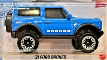 Load image into Gallery viewer, Hot Wheels 2021 Ford Bronco Sky Blue #100 Then &amp; Now 3/10 New Long Card
