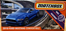 Load image into Gallery viewer, Matchbox 2020 &#39;18 Ford Mustang Convertible Blue #54 MBX Highway New Sealed Box
