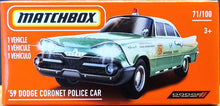 Load image into Gallery viewer, Matchbox 2021 &#39;59 Dodge Coronet Police Car Mint Green MBX Metro #71/100 New
