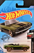 Load image into Gallery viewer, Hot Wheels 2020 &#39;69 Camaro Olive Green #190 HW Roadsters 3/5 New Long Card
