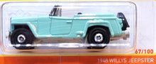 Load image into Gallery viewer, Matchbox 2021 1948 Willys Jeepster Mint Green MBX Off-Road #67/100 New Long Card
