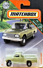 Load image into Gallery viewer, Matchbox 2018 &#39;62 Nissan Junior Olive Green #14 MBX Road Trip 11/35 New
