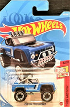 Load image into Gallery viewer, Hot Wheels 2021 Custom Ford Bronco Blue #163 Then &amp; Now 6/10 New Long Card
