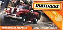 Load image into Gallery viewer, Matchbox 2020 1948 Willys Jeepster Red #38 MBX City New Sealed Box
