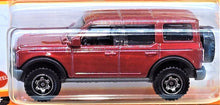 Load image into Gallery viewer, Matchbox 2021 Ford Bronco Maroon MBX Off-Road #21/100 New Long Card
