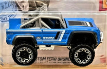 Load image into Gallery viewer, Hot Wheels 2021 Custom Ford Bronco Blue #163 Then &amp; Now 6/10 New Long Card
