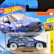 Load image into Gallery viewer, Hot Wheels 2018 Ford Focus RS Blue #276 HW Art Cars 3/10 New
